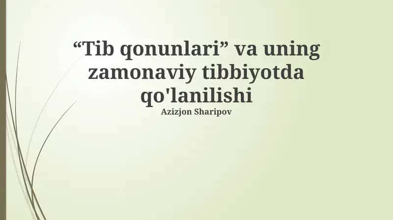 Tibbiyot Qonunlarining Asosiy Tamoyillari va Qo'llanilishi