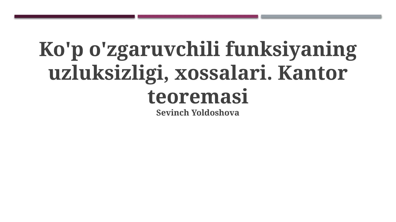 Ko'p o'zgaruvchan funksiyaning uzluksizligi