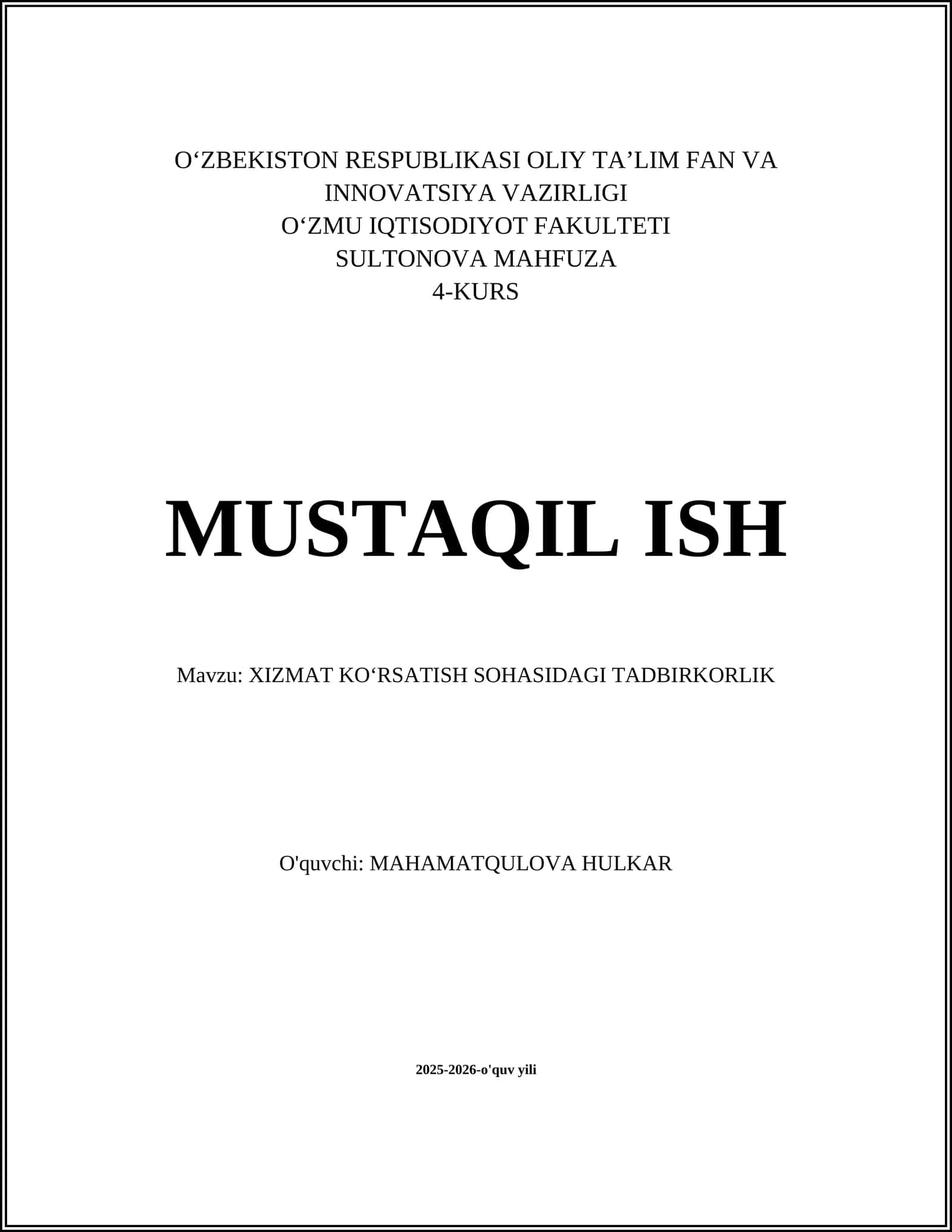 Bozor tahlili va mijoz segmentatsiyasi xizmat ko‘rsatish sohasida tadbirkorlik