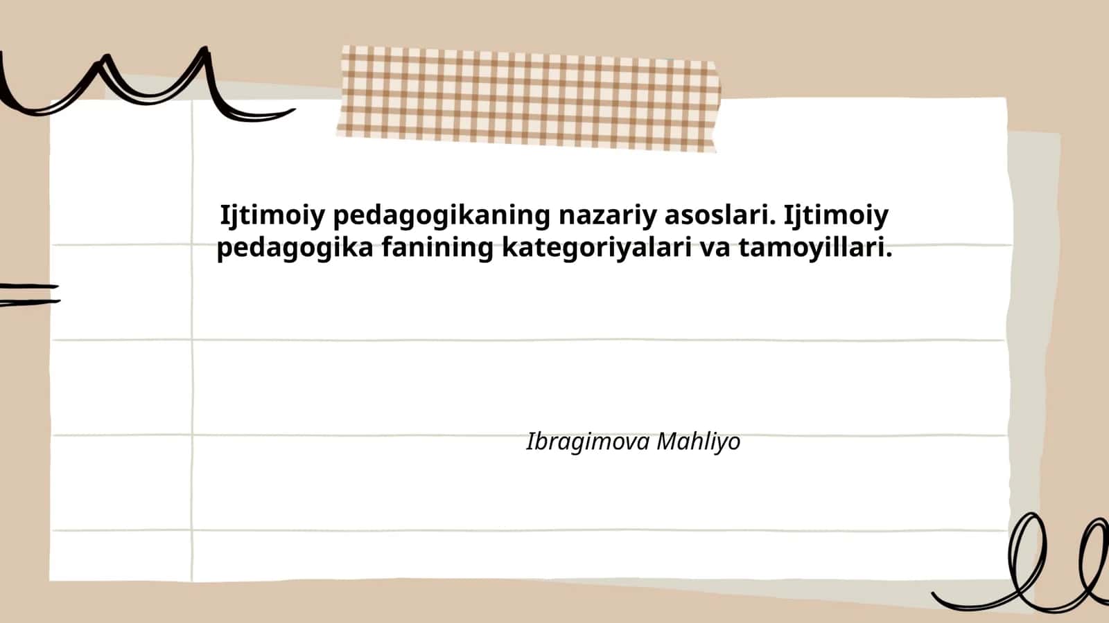 Ijtimoiy pedagogikaning nazariy asoslari