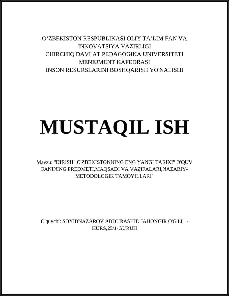 O'zbekistonning eng yangi tarixi
