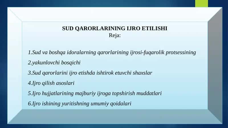Sud Qarorlarining Ijro Etish