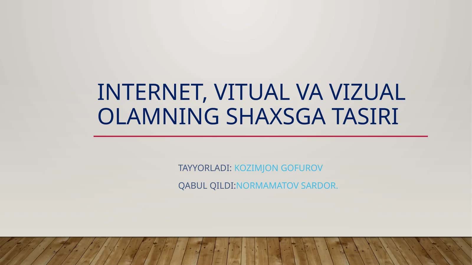 Internet, vitual va vizual olamning shaxsga ta'siri