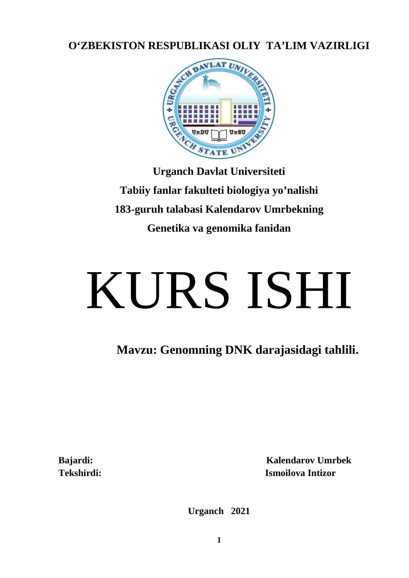 Genomning DNK darajasidagi tahlili