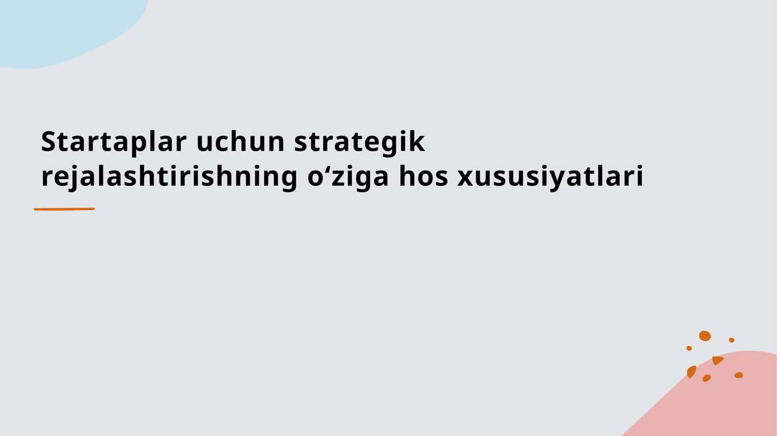 Strategik rejalashtirishning asosiy tushunchalari