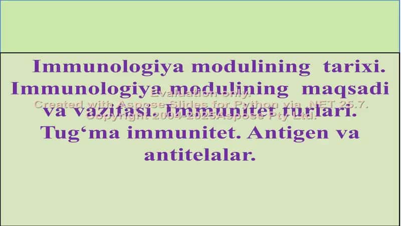 Immunologiya modulining tarixi