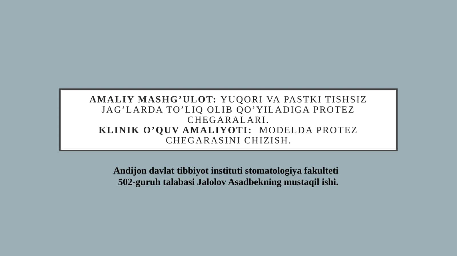 Yuqori va pastki tishsiz jag’larda to’liq olib qo’yiladiga protez chegaralari.