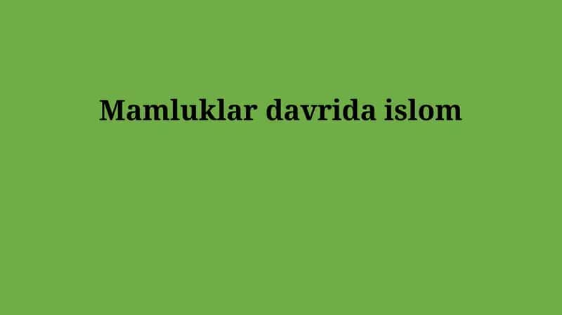 Mamluklar davrida islom