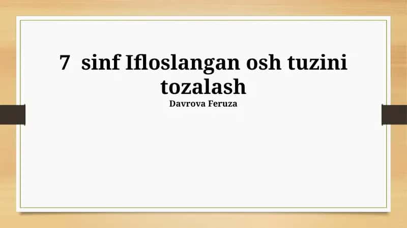 Osh tuzini tozalash