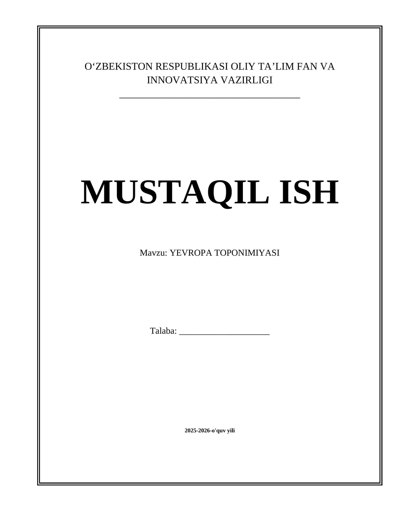 YEVROPA TOPONIMIYASI mavzusida tayyor taqdimot