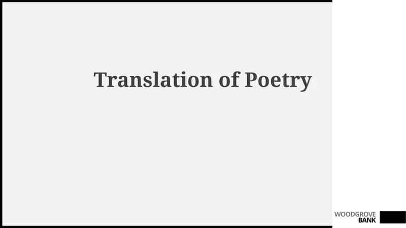 Translation of Poetry