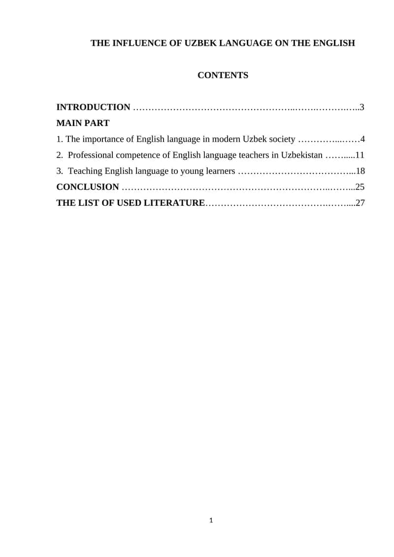 Influence of Uzbek Language on English