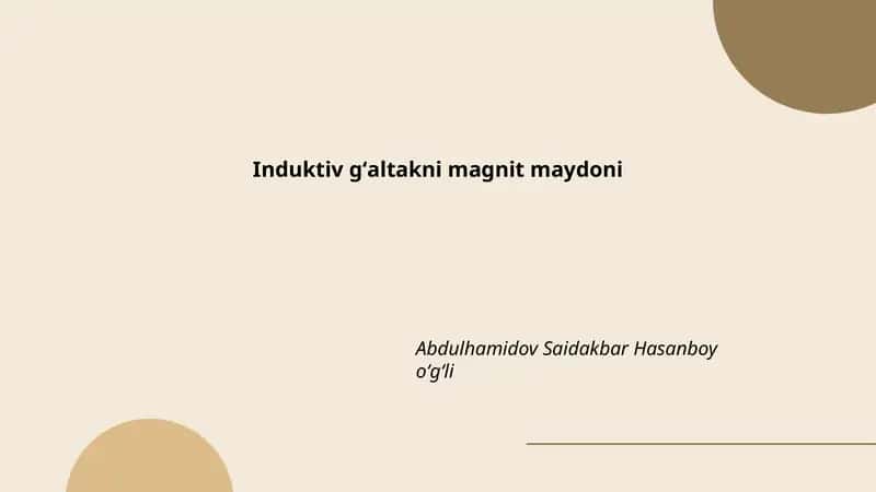 Induktiv gʻaltakni magnit maydoni