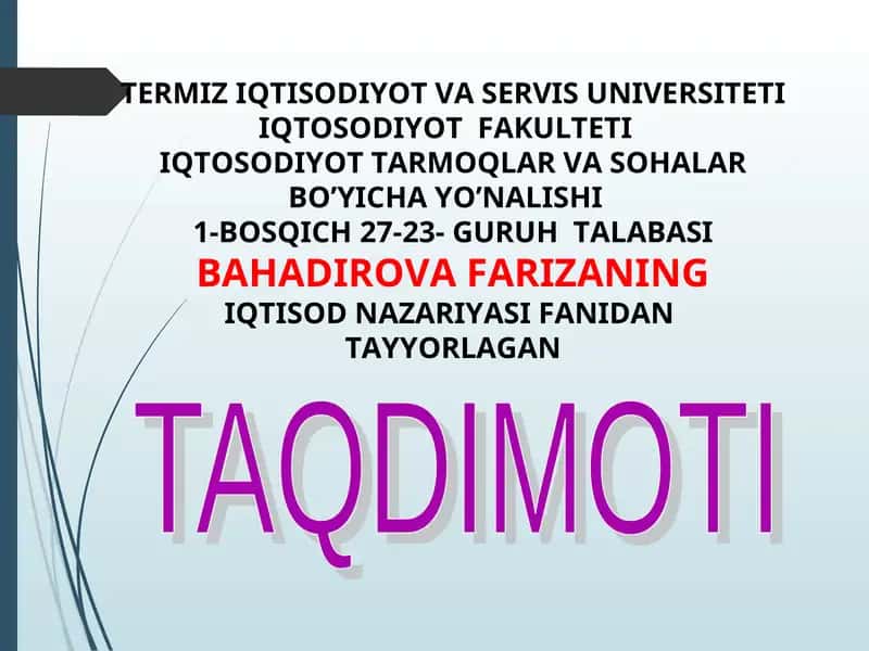 IQTISOD NAZARIYASI FANIDAN