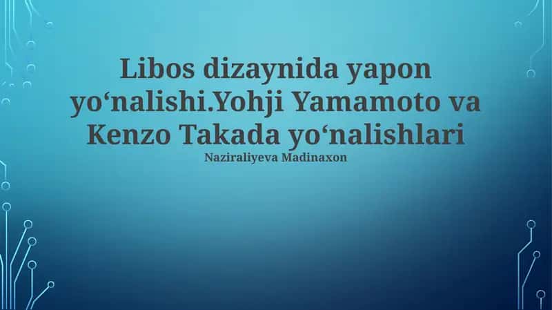 Yaponiya kiyim dizaynidagi yo'nalish