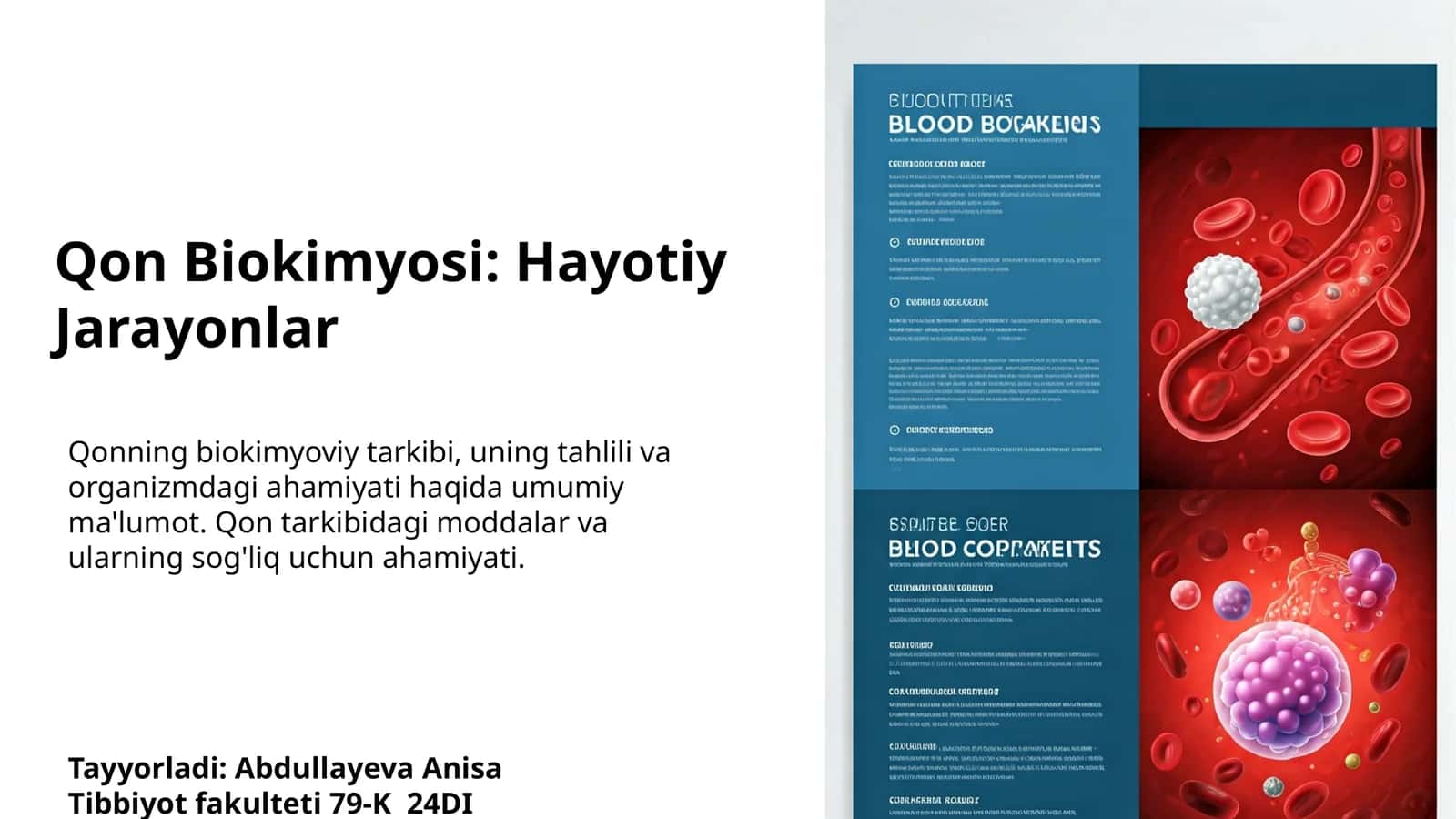 Qon Biokimyosi: Hayotiy Jarayonlar