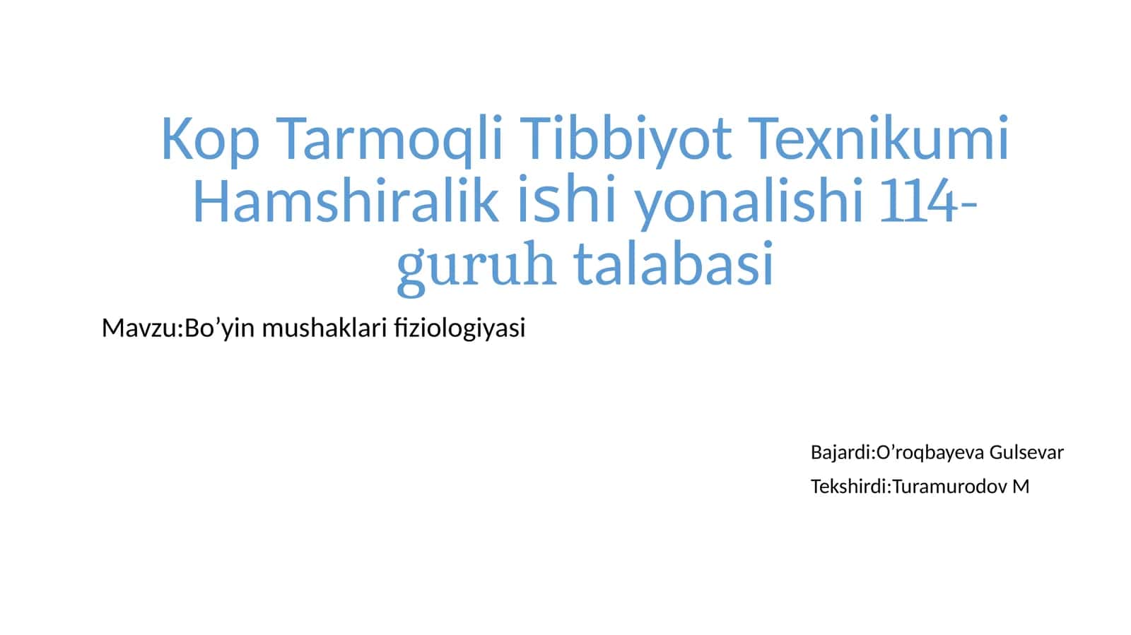 Bo’yin mushaklari fiziologiyasi