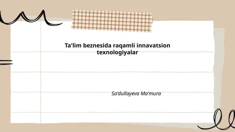 Ta'lim beznesida raqamli innavatsion texnologiyalar
