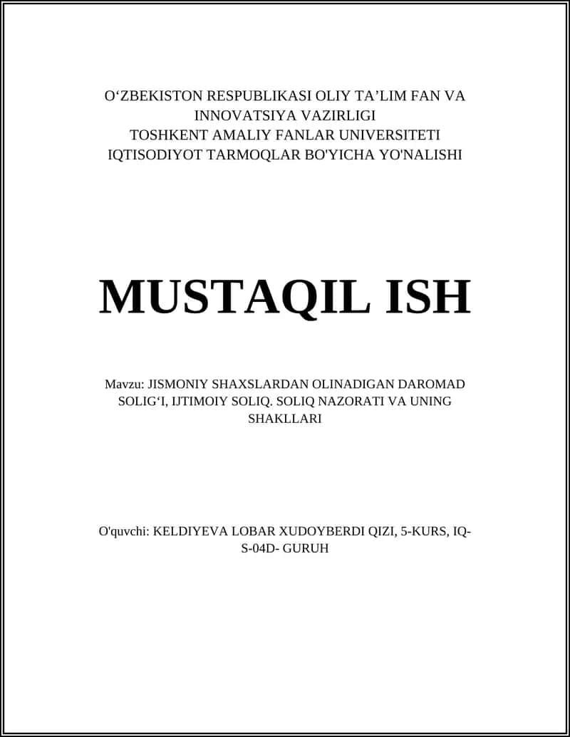 Jismoniy shaxslardan olinadigan daromad solig‘i
