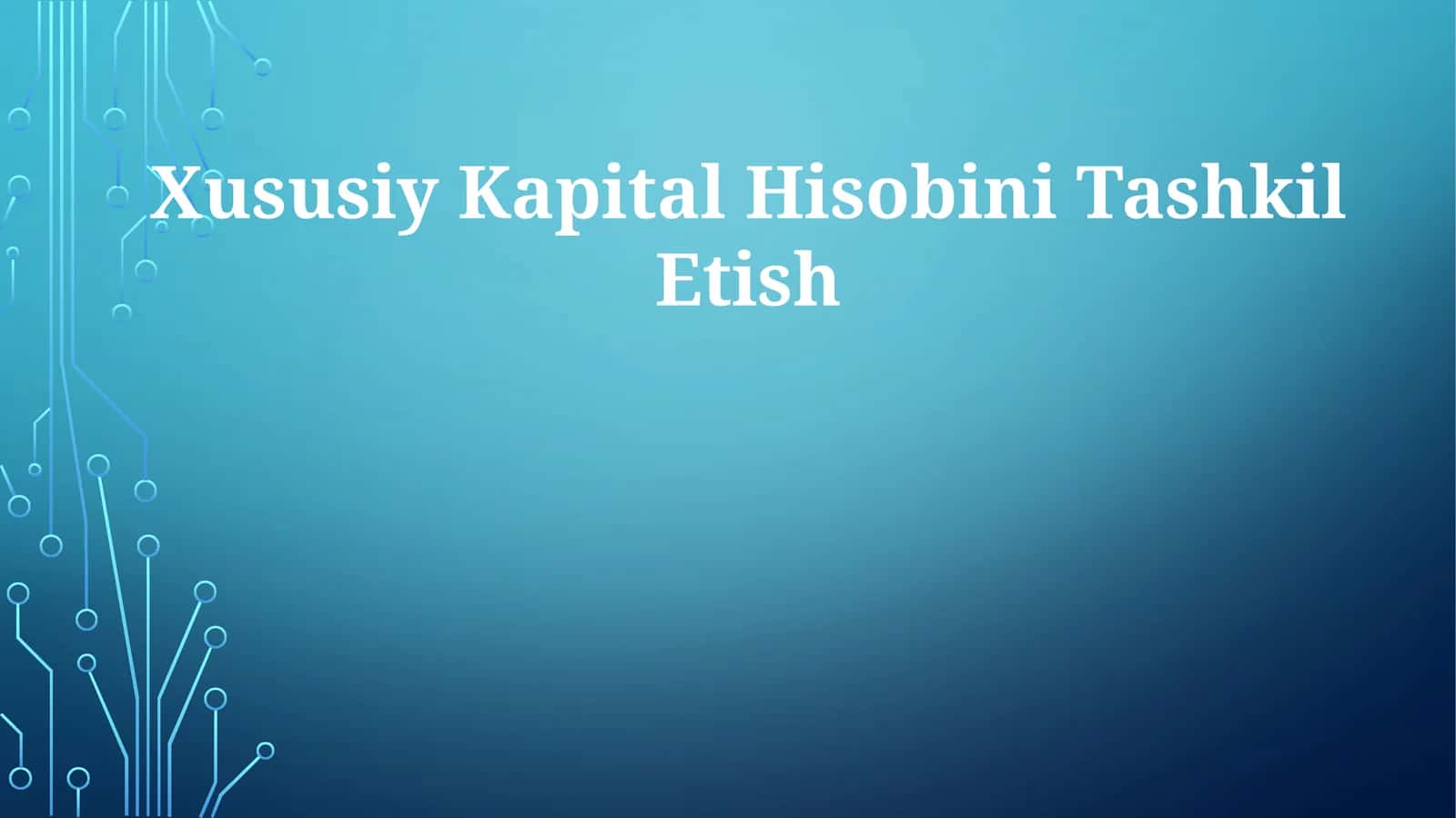 Xususiy Kapital HisobiniTashkilEtish