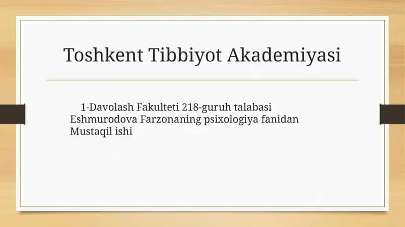 Psixologiyaning Zamonaviytendensiyalari