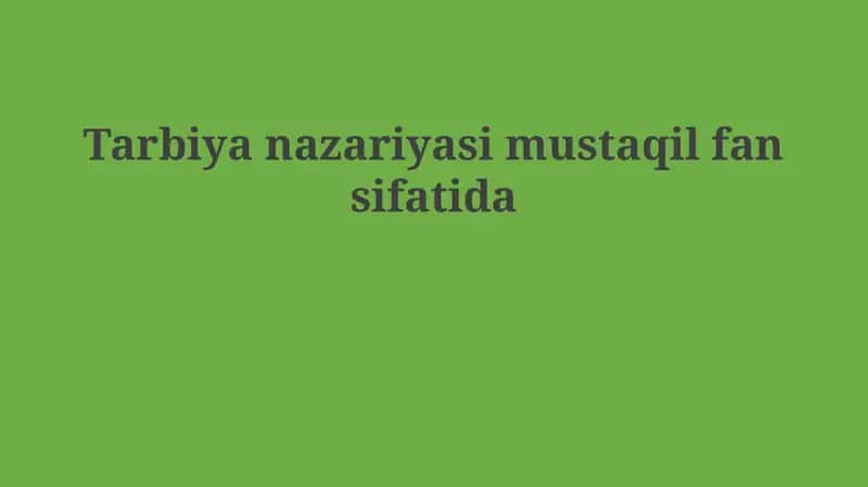 Ta'lim Nazariyasi