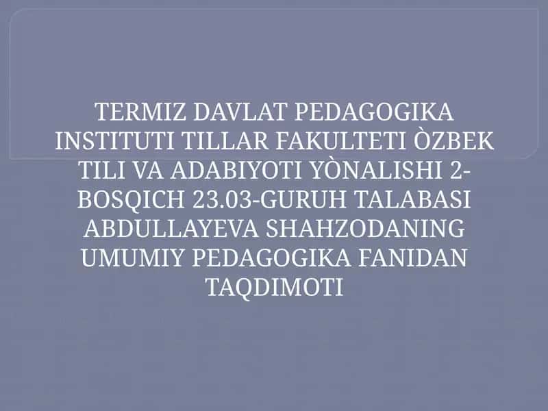 Oila Tarbiyasi Asoslari
