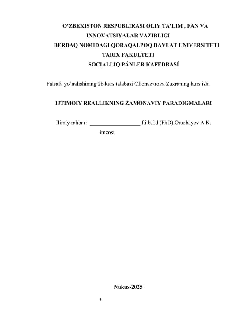 Ijtimoiy reallikning zamonaviy paradigmalari