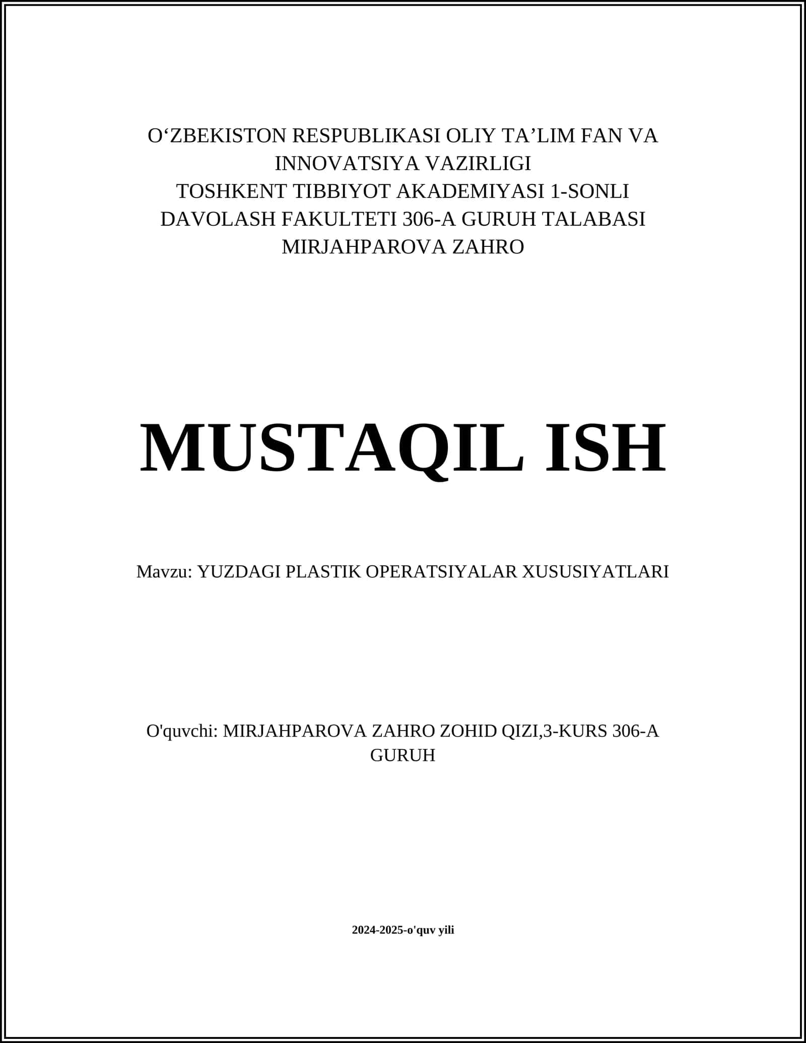 Yuzdagi plastik operatsiyalar xususiyatlari