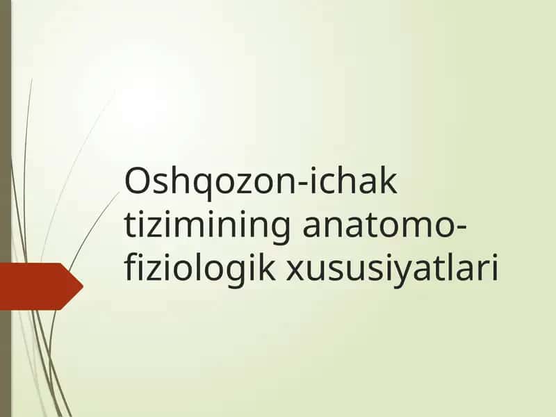 Oshqozon-ichak tizimining anatomo-fiziologik xususiyatlari