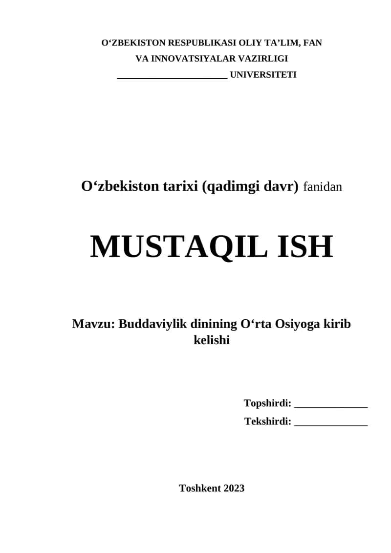 Buddaviylik dinining Oʻrta Osiyoga kirib kelishi