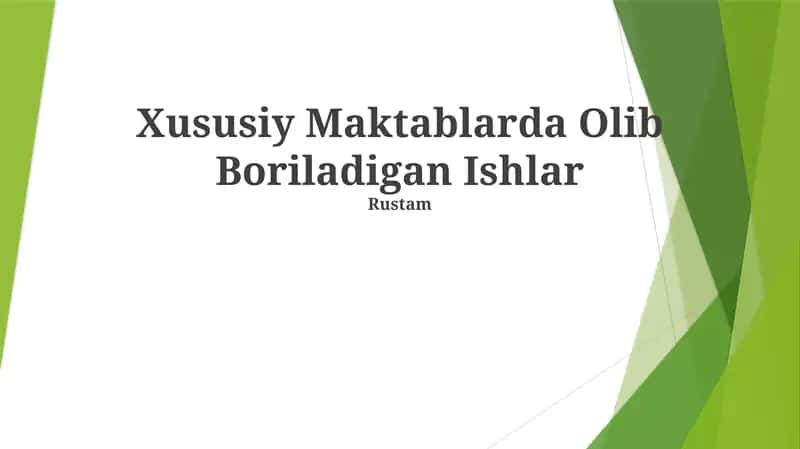 Xususiy Maktablarda Olib Boriladigan Ishlar