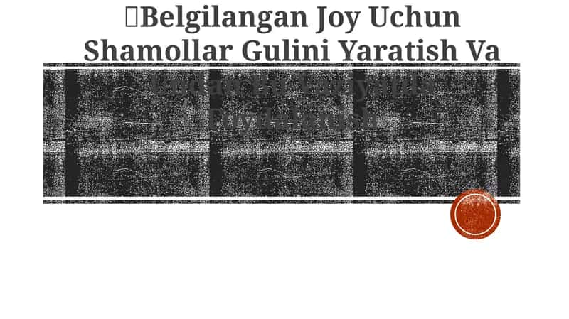 Shamollar Gulini Yaratish Va Undan Bu Vaziyatda Foydalanish
