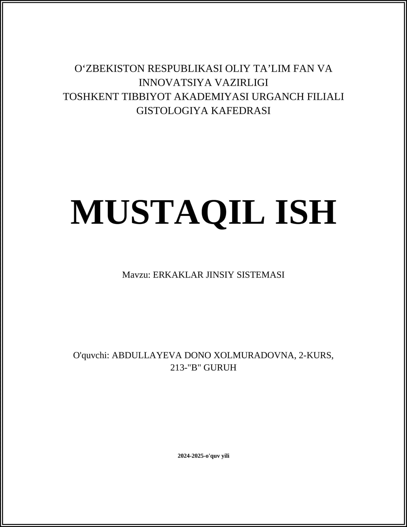 ERKAKLAR JINSIY SISTEMASI