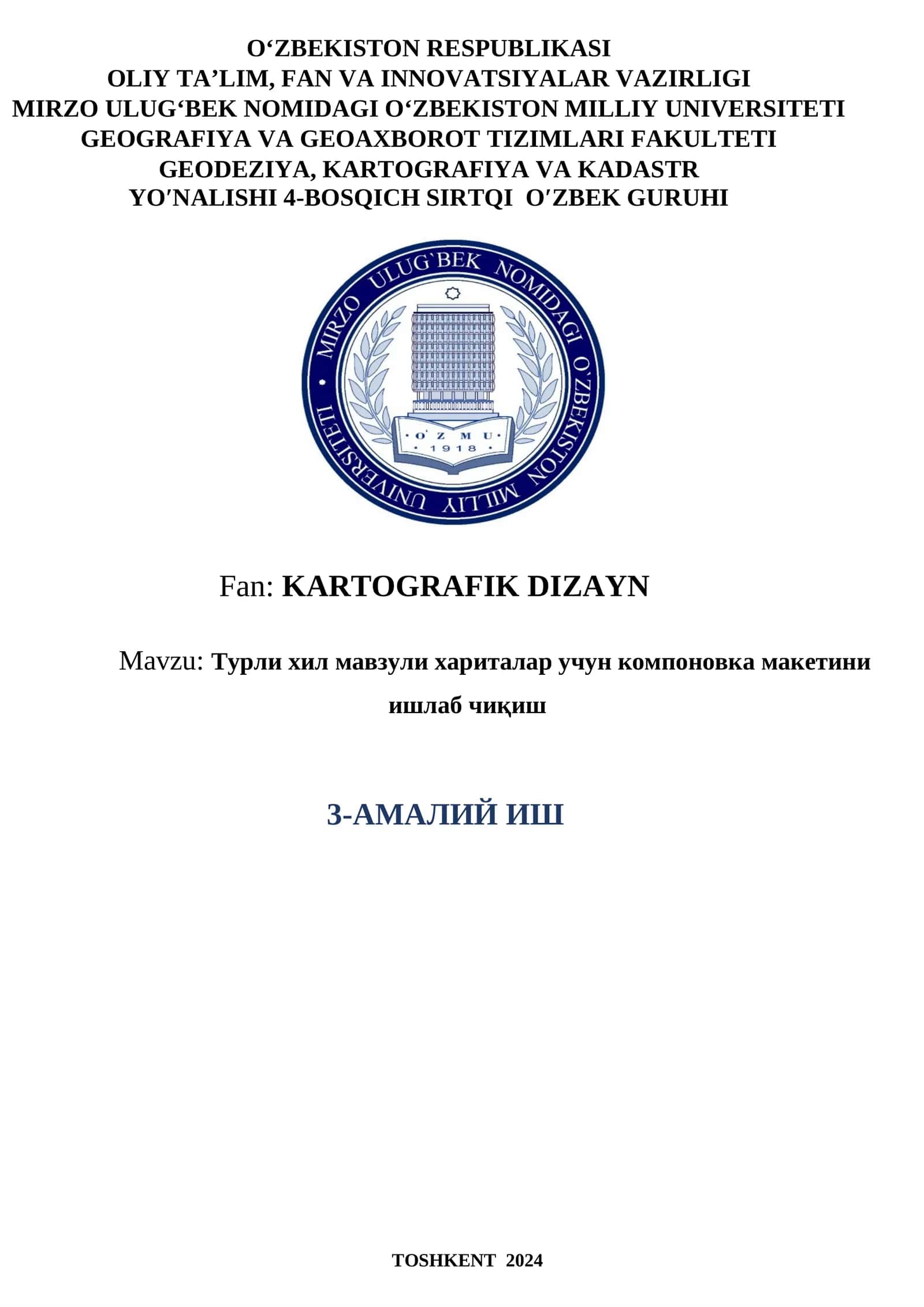 Турли хил мавзули хариталар учун компоновка макетини ишлаб чиқиш