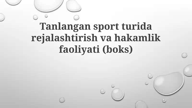 Boks musobaqalarini rejalashtirish va hakamlik faoliyati