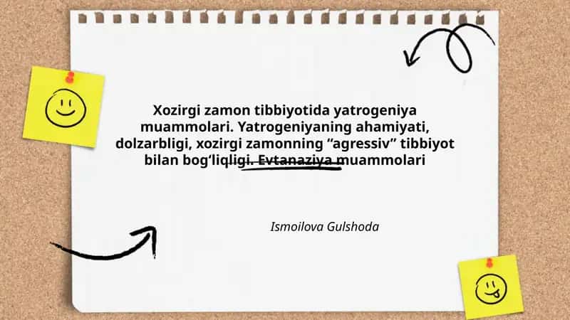 Xozirgi zamon tibbiyotida yatrogeniya muammolari