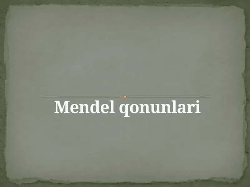 Mendel qonunlari