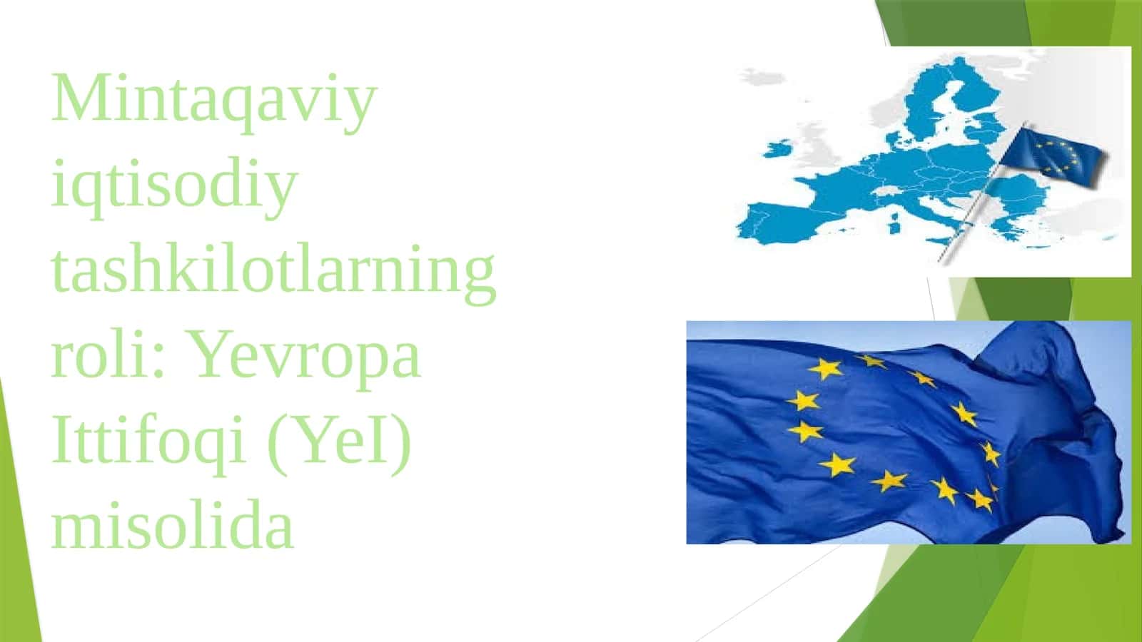 Mintaqaviy iqtisodiy tashkilotlarning roli: Yevropa Ittifoqi (YeI) misolida