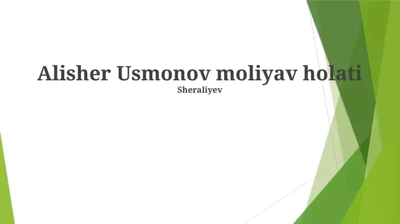 Alisher Usmonov moliyav holati