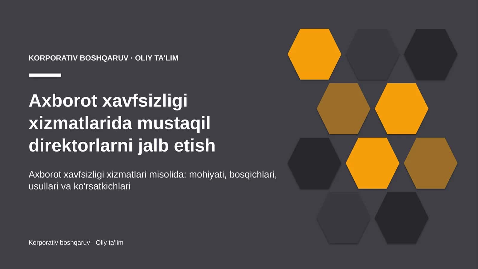 Korporativ boshqaruv · Oliy ta'lim