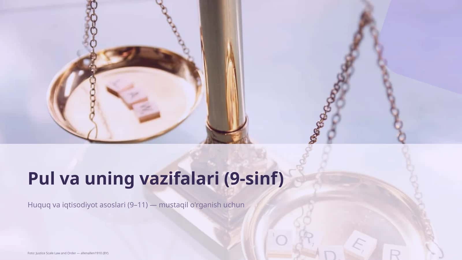 Pul va uning vazifalari (9-sinf)
