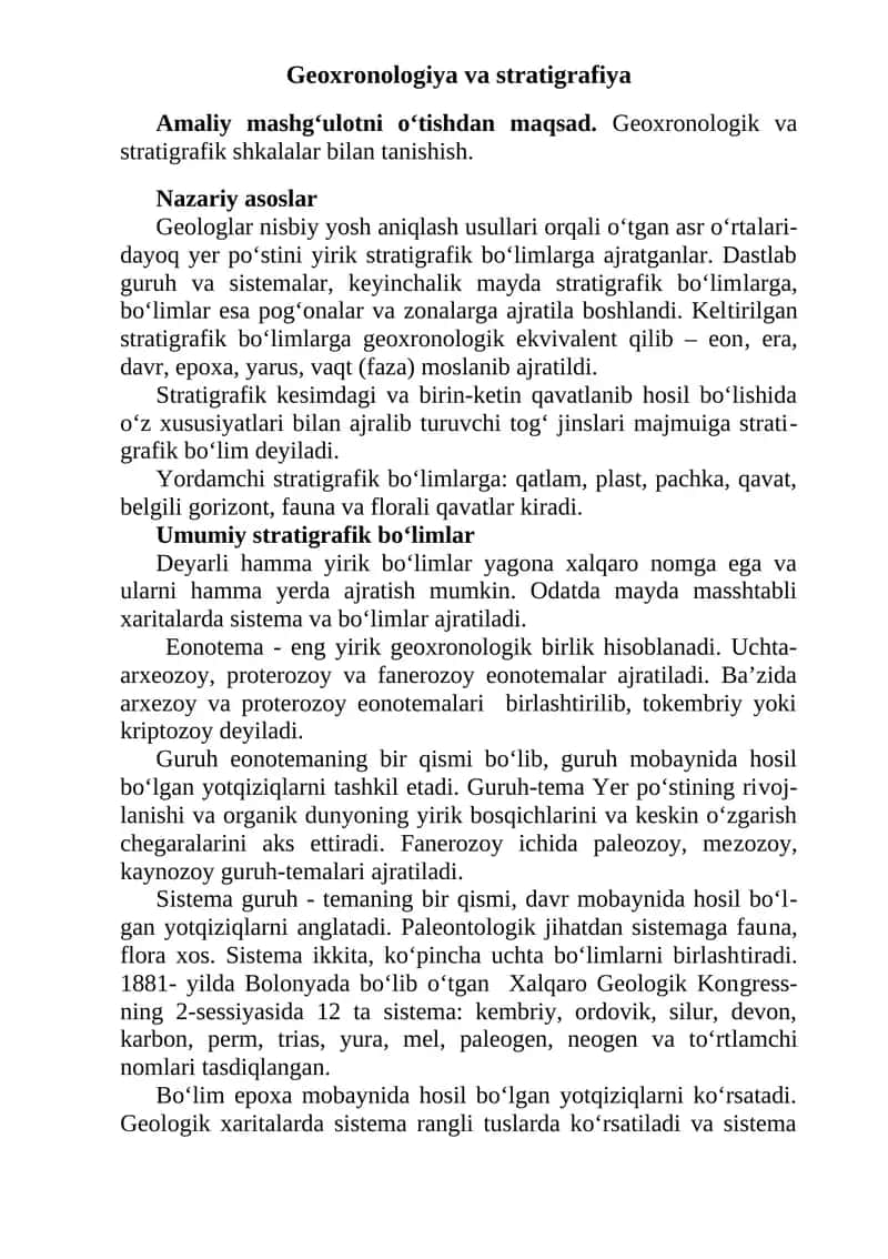 Geoxronologiya va stratigrafiya