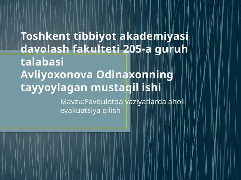 Favqulotdavaziyatlarda aholi evakuatsiya qilish