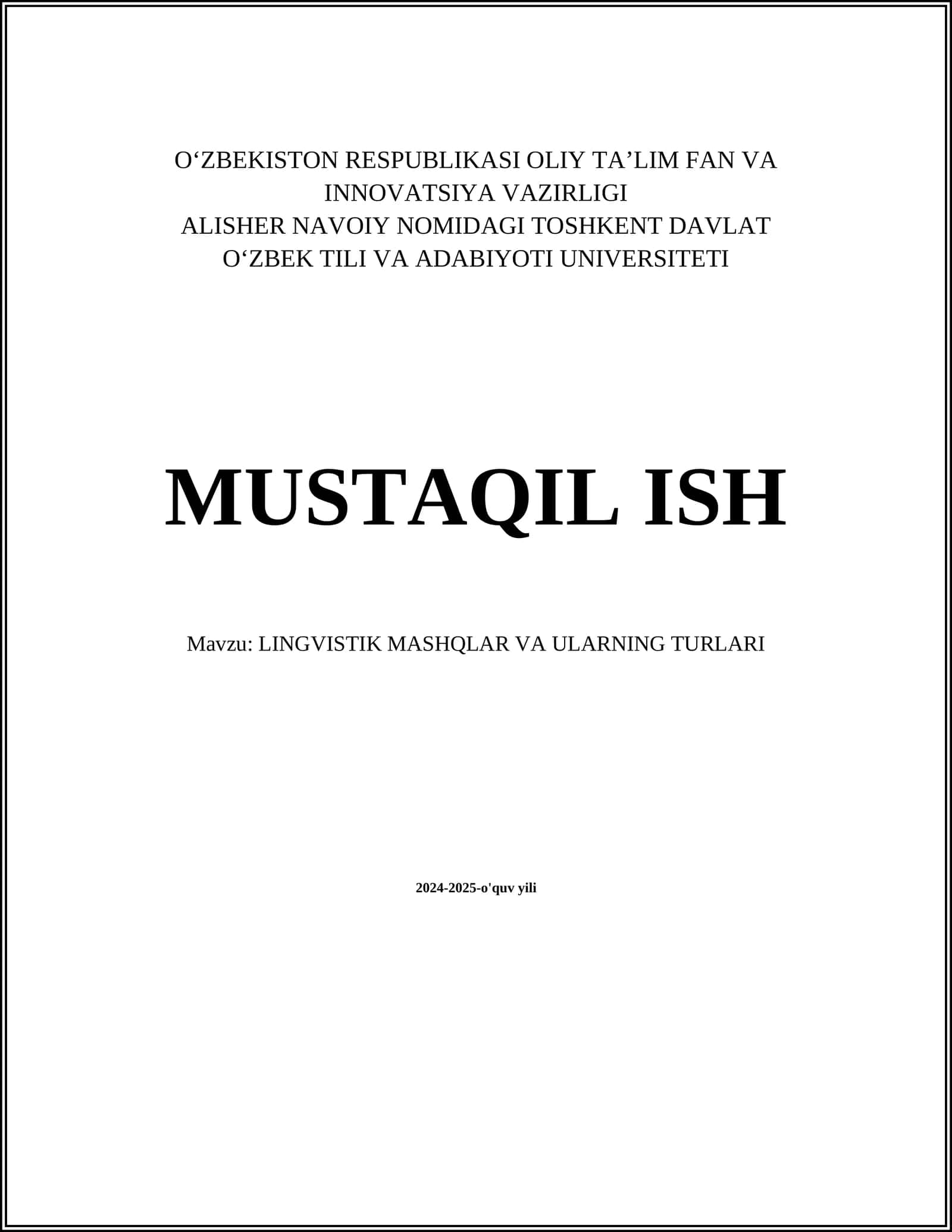 LINGVISTIK MASHQLAR VA ULARNING TURLARI