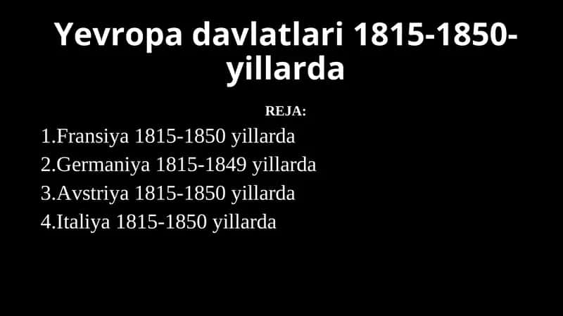 Yevropa davlatlari 1815-1850-yillarda