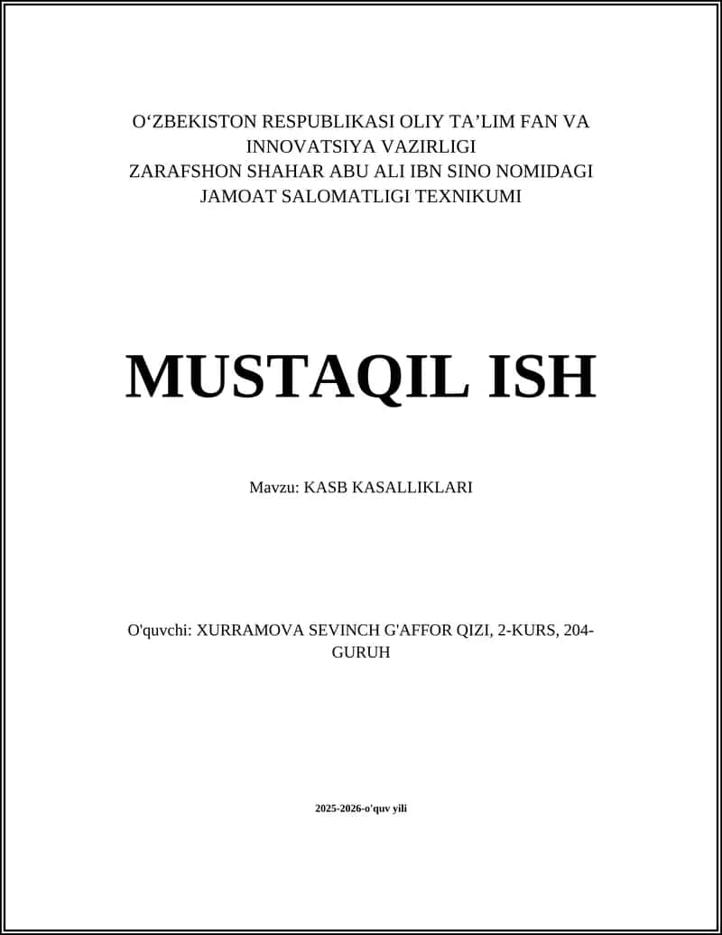 KASB KASALLIKLARI
