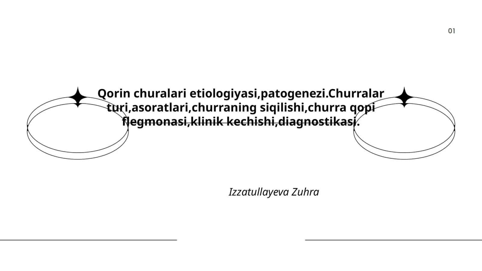 Qorin churalari etiologiyasi,patogenezi.Churralar turi,asoratlari,churraning siqilishi,churra qopi flegmonasi,klinik kechishi,diagnostikasi