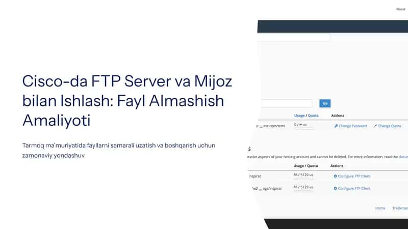 Cisco-da FTP Server va Mijoz bilan Ishlash: Fayl Almashish Amaliyoti