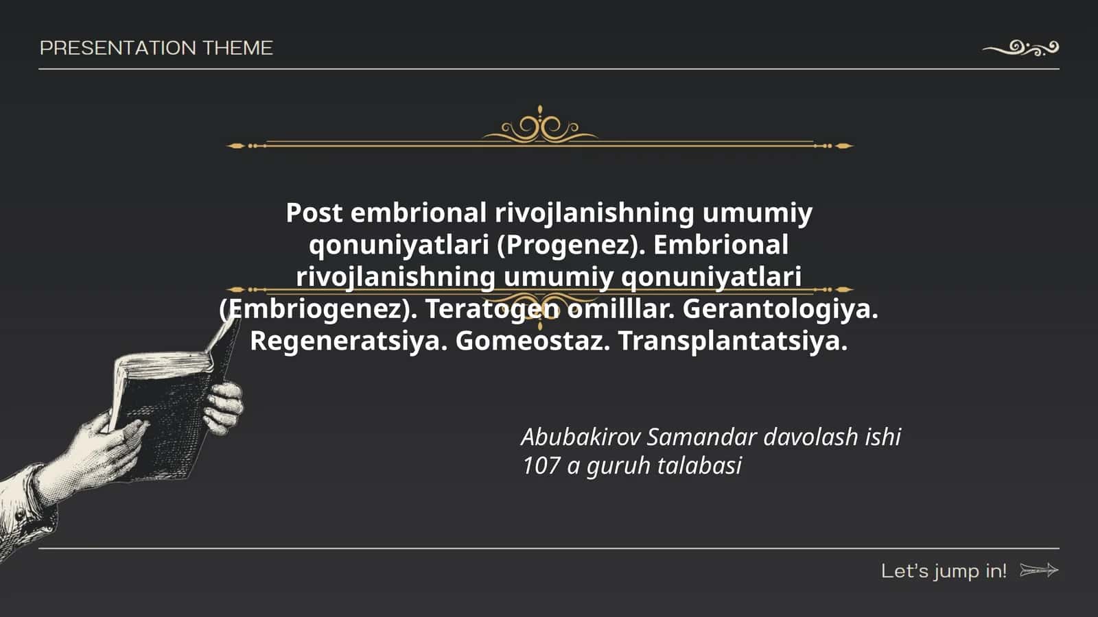 Post embrional rivojlanishning umumiy qonuniyatlari (Progenez)